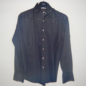 Blck with Off White Embroidery Bogosse Dress Shirt